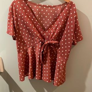 Shein tie-front pink blouse 1XL